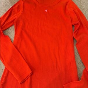 Bright Red Long Sleeve Top with Heart Accent